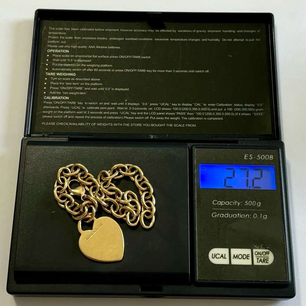 TIFFANY & CO SOLID 18K 18KT GOLD HEART TAG CHARM BRACELET WITH BOX RETAIL=$8100 - Picture 11 of 12